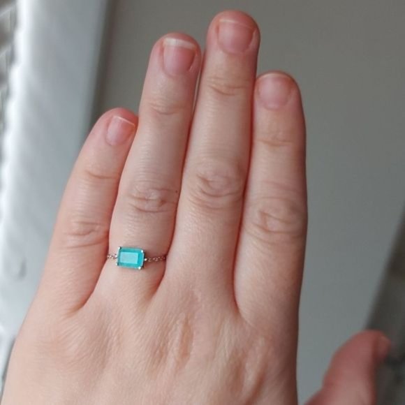 925?Silver Tourmaline Chain Ring - Picture 3 of 6